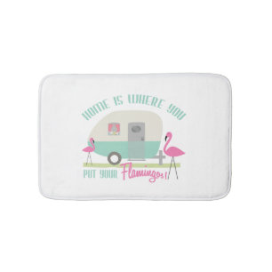 Zuhause ist, wohin Sie Ihre Flamingo-Bad-Matte Badematte