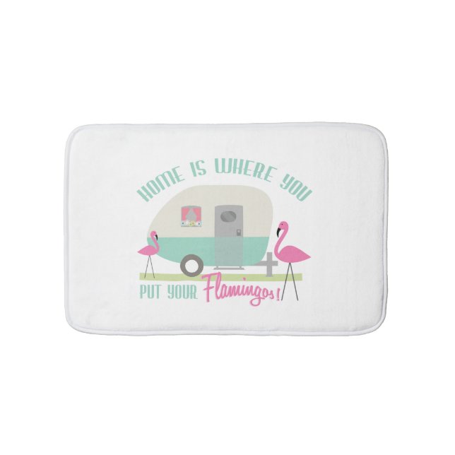 Zuhause ist, wohin Sie Ihre Flamingo-Bad-Matte Badematte (Vorderseite)