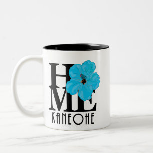 ZUHAUSE Kaneohe Hawaii 11oz Blue Hibiskus Zweifarbige Tasse