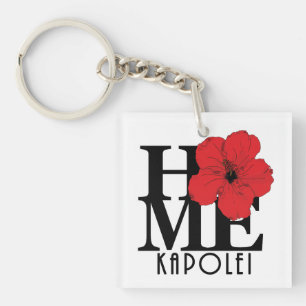 ZUHAUSE Kapolei Hawaii Roter Hibiskus Schlüsselanhänger