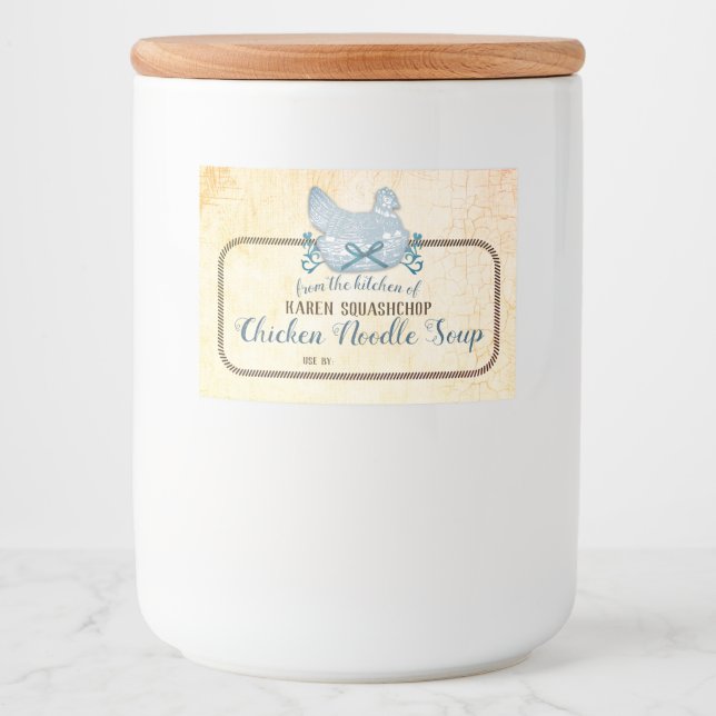 Zuhause-Konservenetikett für Hühnersuppe Lebensmitteletikett (Vorderseite)