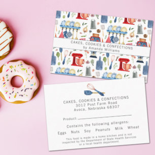 Zuhause Küchenbäckerei Lebensmittelzutat Allergen Visitenkarte