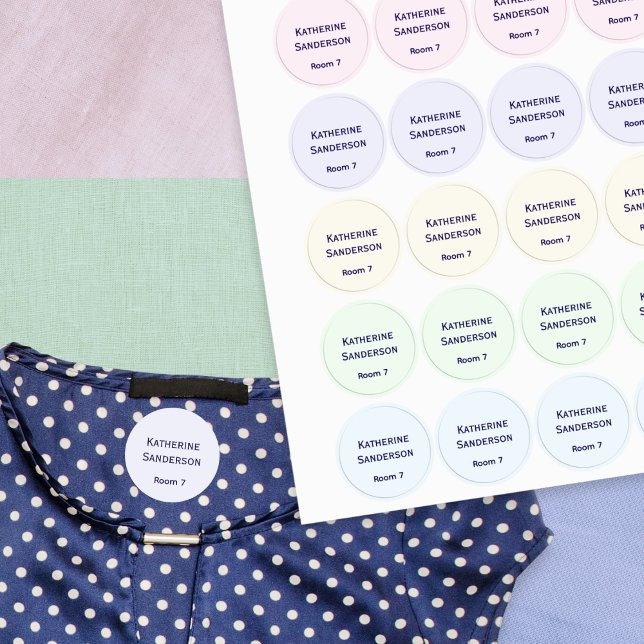 Zuhause-Labels für Senior Citizen Residential Care Etiketten (A set of labels for clothes and belongings, in pastel colors, customizable with name and room number)