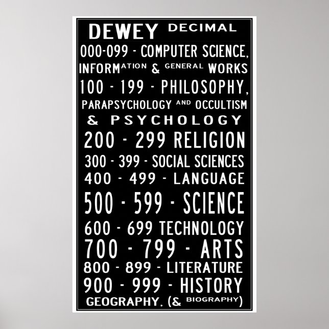 Zuhause Library Dewey Decimal Busroll Poster (Vorne)