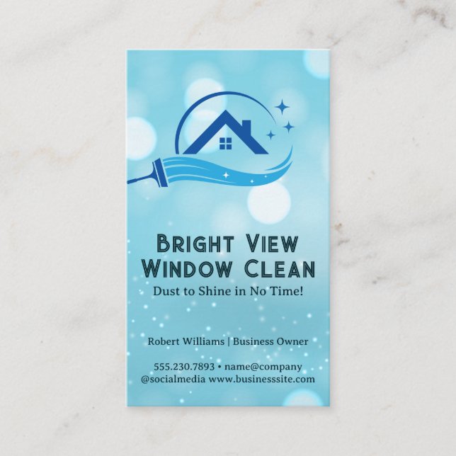 Zuhause-Logo für die Reinigung von Squeegee Visitenkarte (Vorderseite)