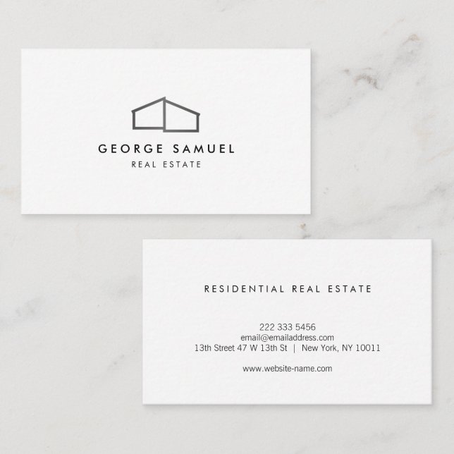 Zuhause-Logo-Realtor Schwarz & Weiß Visitenkarte (Vorne/Hinten)