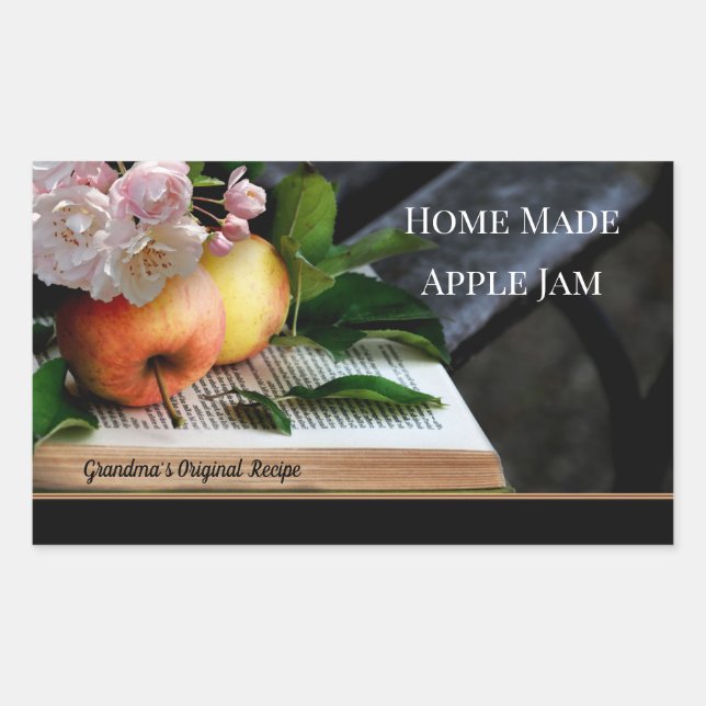 Zuhause Made Apple Jam Label Rechteckiger Aufkleber (Vorderseite)
