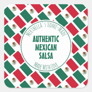Zuhause Made AUTHENTIC MEXICAN SALSA Quadratischer Aufkleber