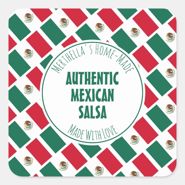Zuhause Made AUTHENTIC MEXICAN SALSA Quadratischer Aufkleber (Vorderseite)