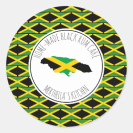 ZUHAUSE MADE BLACK RUM CAKE Jamaica Flag Runder Aufkleber