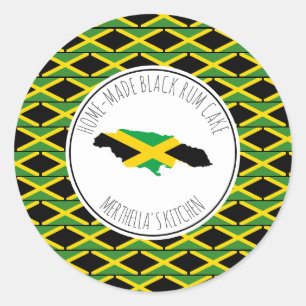 ZUHAUSE MADE BLACK RUM CAKE Jamaica Flag Runder Aufkleber