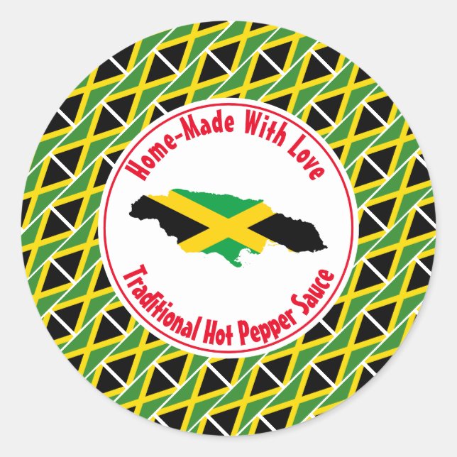 Zuhause Made HOT PEPPER SAUCE Jamaica Runder Aufkleber (Vorderseite)