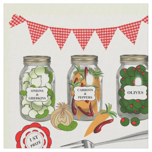 Zuhause Made Pickles Theme Stoff (Nahaufnahme)