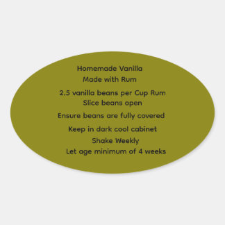 Zuhause Made Vanilla Bourbon Rezept Etiketten Ovaler Aufkleber