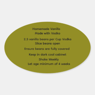Zuhause Made Vanilla Vodka Rezept Etiketten Ovaler Aufkleber