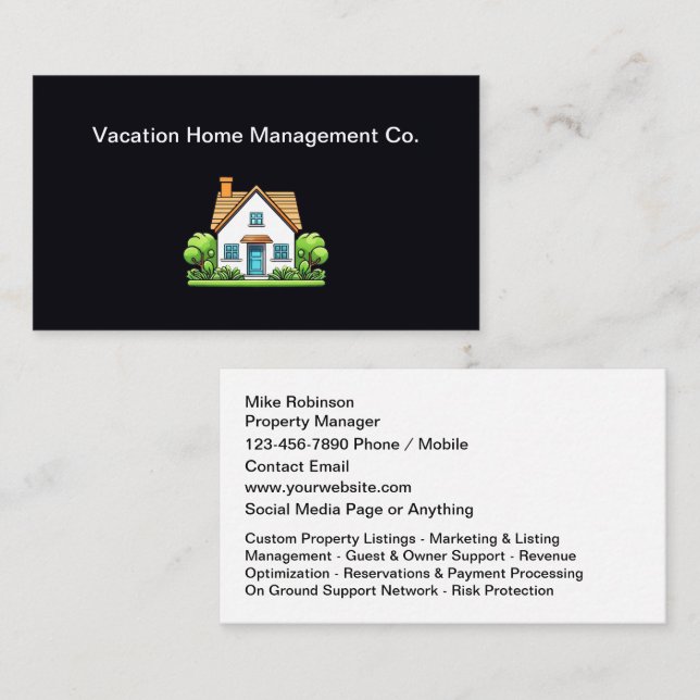 Zuhause-Management Real Anwesen Businesscard Visitenkarte (Vorne/Hinten)