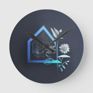 Zuhause mit Blume Runde Wanduhr