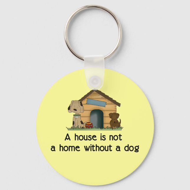 Zuhause mit Hund Schlüsselanhänger (Vorderseite)