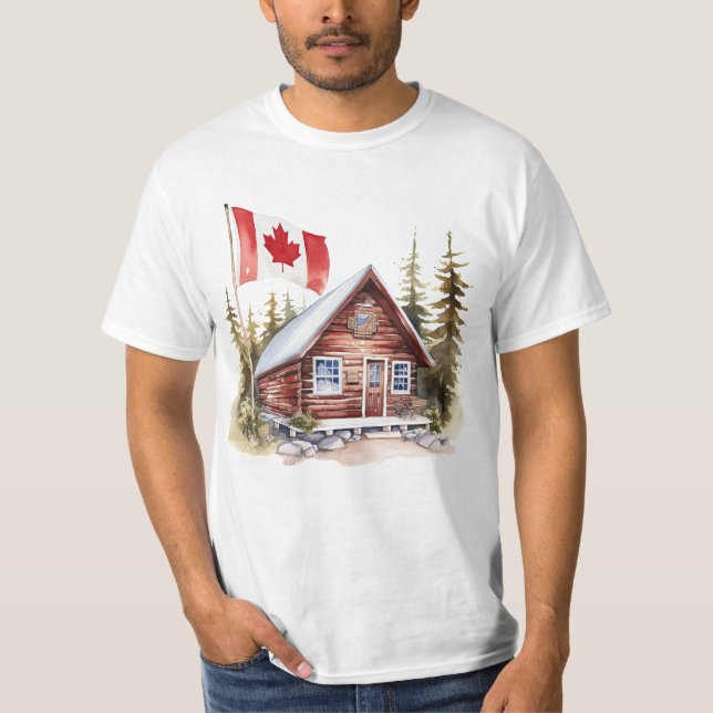 Zuhause mit kanadischer Flagge T-Shirt (Vorderseite)