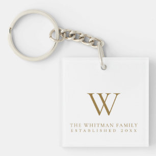 Zuhause Monogram Gold White Schlüsselanhänger