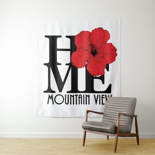 ZUHAUSE Mountain View Hawaii Roter Hibiskus Wandteppich (Beispiel)