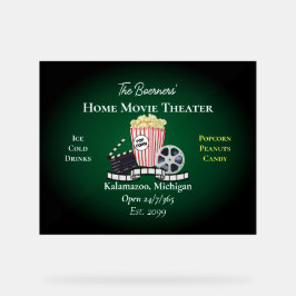 Zuhause Movie Theater Popcorn Film Green Acrylic S Acrylschild