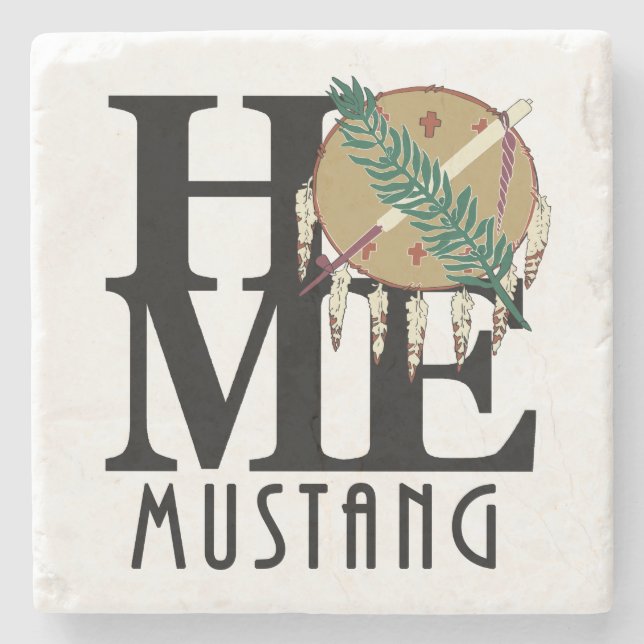 ZUHAUSE Mustang Oklahoma Steinuntersetzer (Vorderseite)
