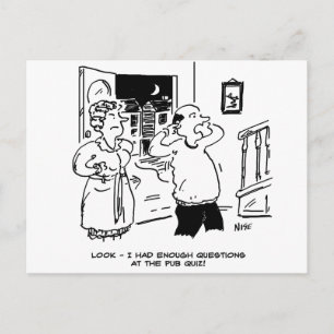 Zuhause nach der Kneipen-Quiz-Postkarte Postkarte