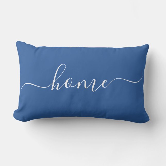 Zuhause Navy Blue Quote Calligraphy Minimalistisch Lendenkissen (Vorderseite)