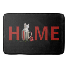 Zuhause niedliches Kätzchen in Becherfoto Moderner Badematte