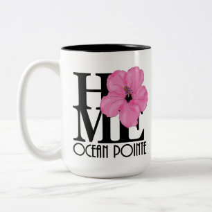 ZUHAUSE Ocean Pointe Hawaii 15oz Rosa Hibiskus Zweifarbige Tasse