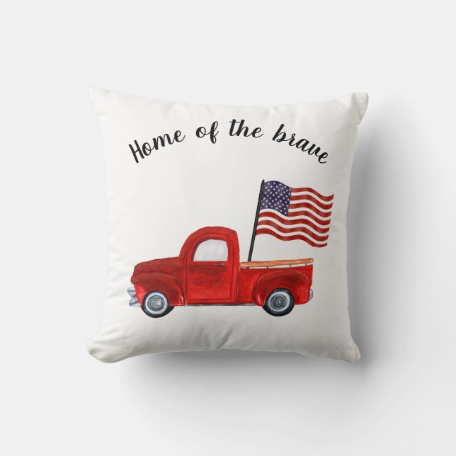 Zuhause of Brave American Flag Red Truck Patriotic Kissen (Vorderseite)