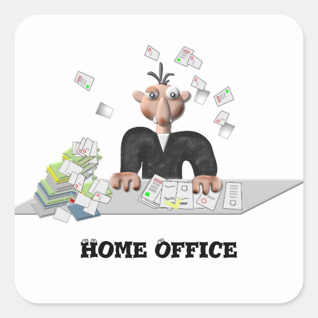 Zuhause Office , Personalisiert Quadratischer Aufkleber (Vorderseite)