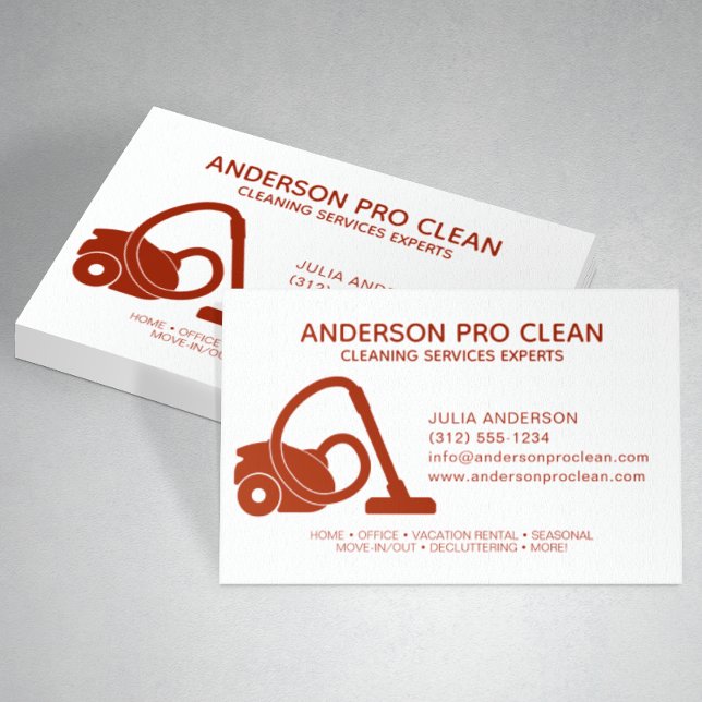 Zuhause & Office Pro Reinigungsservice Crimson Red Visitenkarte (Von Creator hochgeladen)