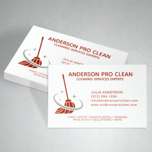 Zuhause & Office Pro Reinigungsservice Crimson Red Visitenkarte
