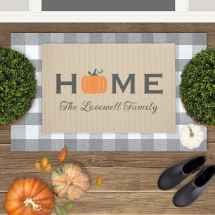 Zuhause Orange Pumpkin Personalisiert Nachname Fal Fußmatte
