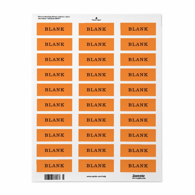 Zuhause-Organisation Blank Orange Custom Labels (Vorne)