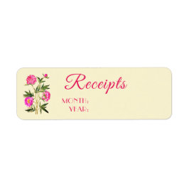 Zuhause-Organisation Peonies-Blume erhalten Labels
