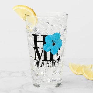 ZUHAUSE Palm Beach Blue Hibiskus Glas