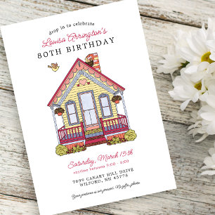 Zuhause Party 80. Geburtstag Drop-In Einladung