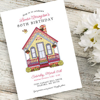 Zuhause Party 80. Geburtstag Drop-In Einladung