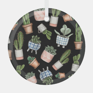 Zuhause-Pflanze für Aquarellbilder schwarz Nahtlos Ornament Aus Glas