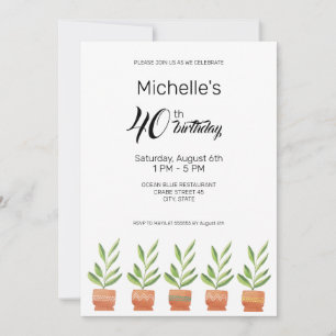 Zuhause-Pflanze in Keramik Potte Wasserfarbe Einladung