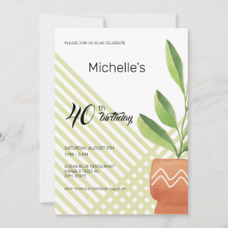 Zuhause-Pflanze in Keramik Potte Wasserfarbe Einladung