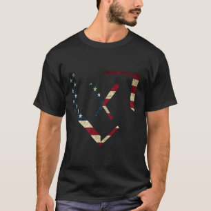 Zuhause Plate Baseball Bats American Flag Batch Wa T-Shirt