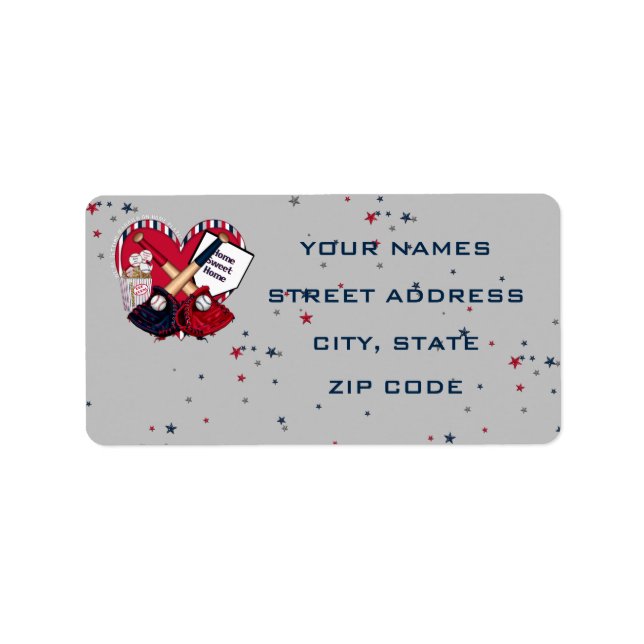 Zuhause Plate Baseball Wedding Address Labels 01 Adressaufkleber (Vorne)