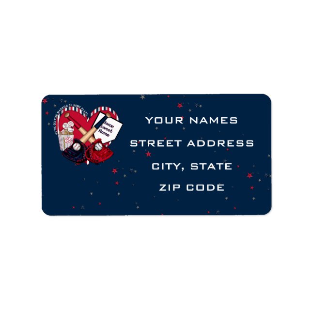 Zuhause Plate Baseball Wedding Labels 03-Blue Adressaufkleber (Vorne)