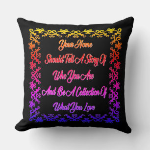 Zuhause Quote Black Rainbow-Kissen Kissen