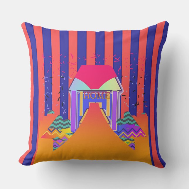 Zuhause Red Blue Stripe Kissen (Vorderseite)