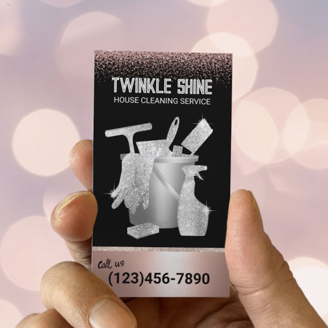 Zuhause Reinigung Haushaltshilfe Service Rose Gold Visitenkarte (Von Creator hochgeladen)